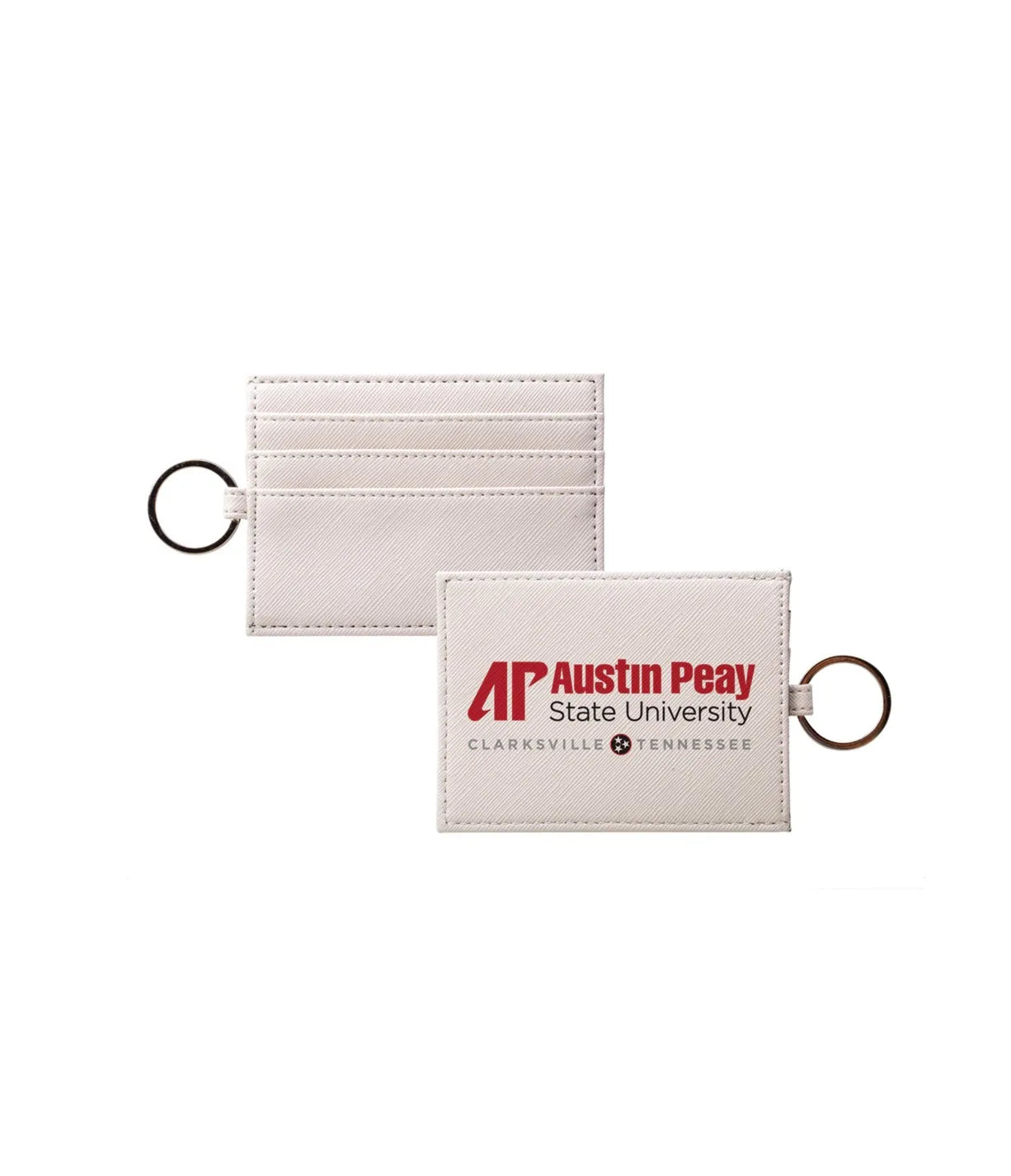 Austin Peay Vegan Saffiano Leather Keychain Card Holder Traditional Travel Wallet