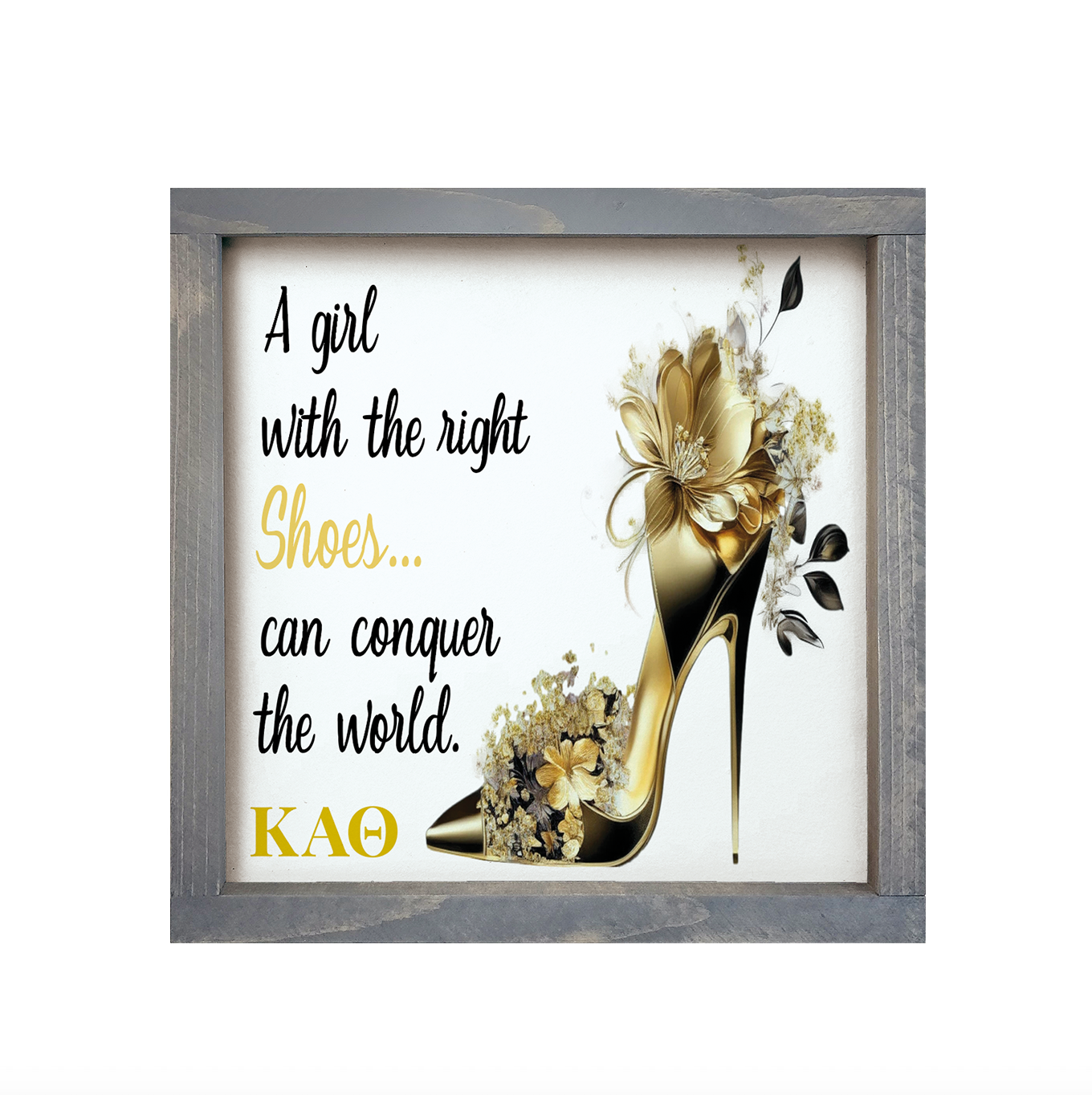 Kappa Alpha Theta 12x12 Wood Framed Sign - The Right Shoes | Wall Art