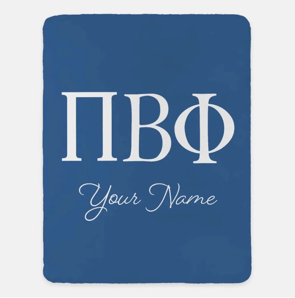 Personalized Pi Beta Phi XL 60x80 Sherpa Throw Blanket Blue Throw Blankets