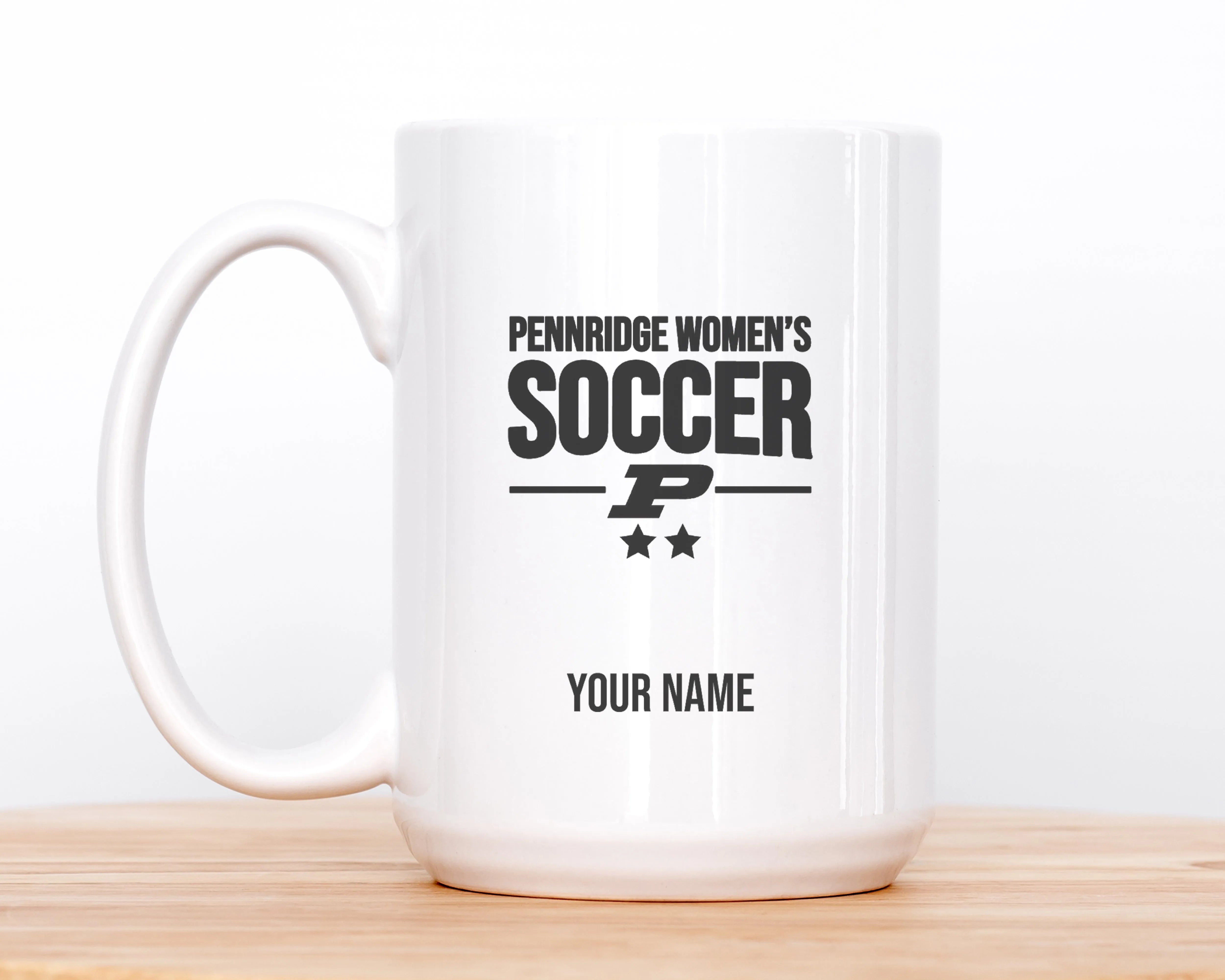 Pennridge Women's Soccer Personalized Mug Deluxe 15 oz. Black Drinkware