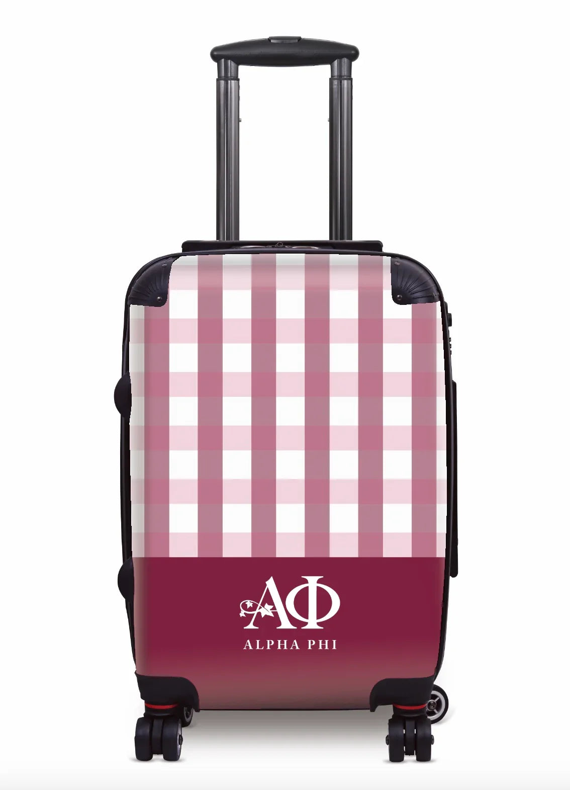 Alpha Phi Carry-on Luggage - Gingham Bordeaux Suitcases