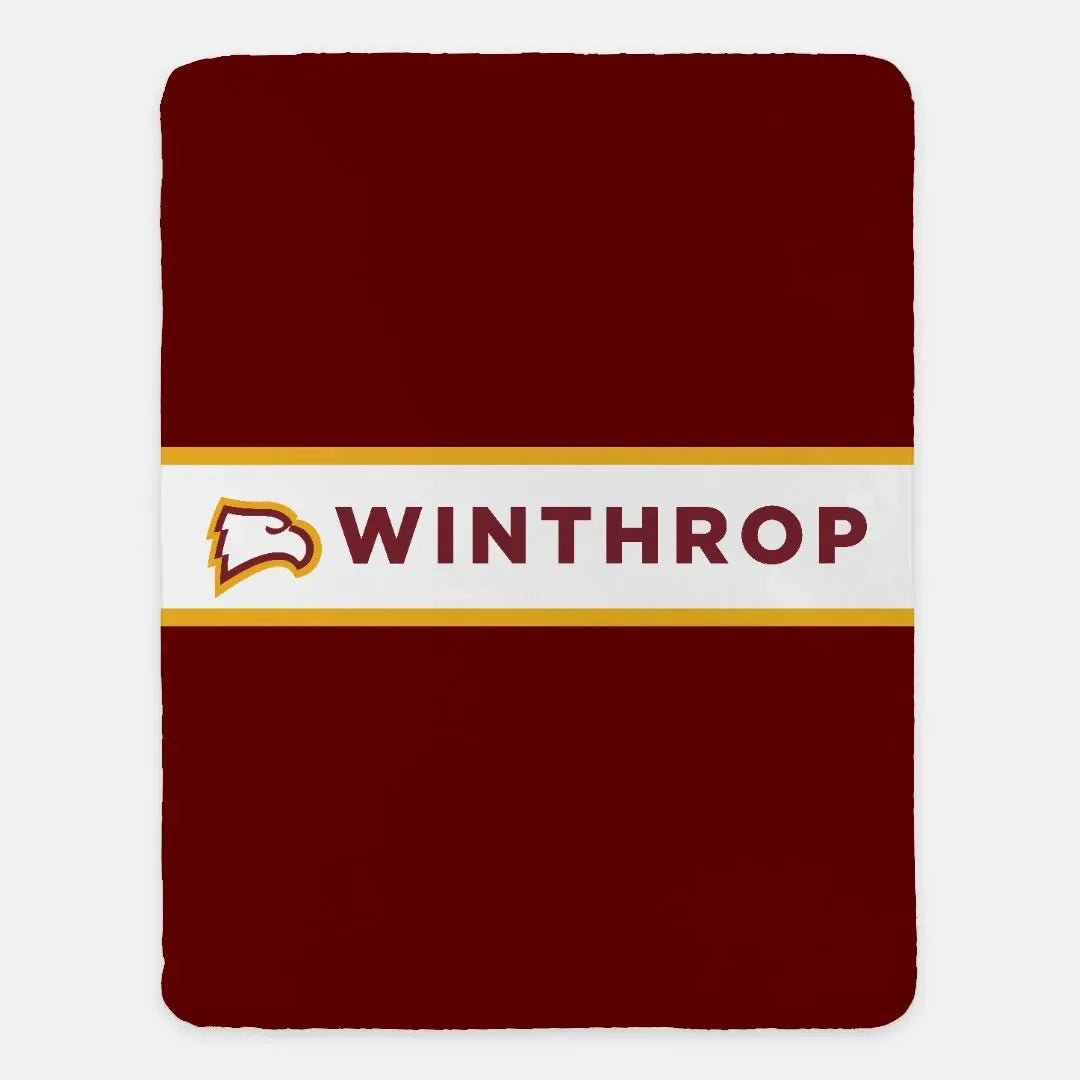 Winthrop University XL 60x80 Sherpa Throw Blanket - Garnet Center Band Throw Blankets