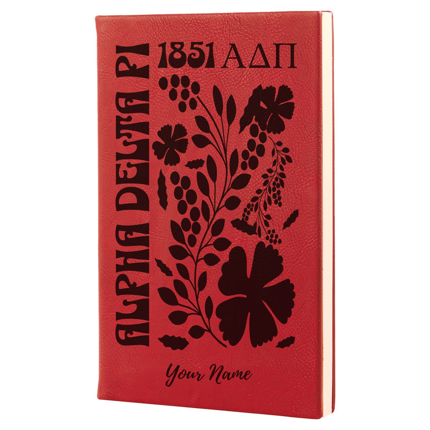 ADPi Personalized Leatherette Notebook Journal - Retro Floral