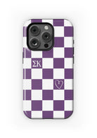 Sigma Kappa iPhone 16, 15, 14 Mobile Phone Case - Purple Check | Gifts