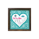 Zeta Tau Alpha 12x12 Wood Framed Sign - Turquoise Mandala Heart | ZTA Gifts