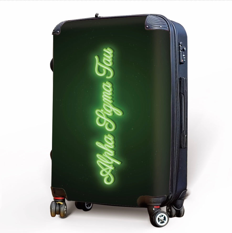 Alpha Sigma Tau 20" Carry-on Suitcase Luggage - Neon | Custom Gifts