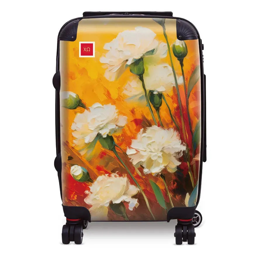 Chi Omega Carry-on Suitcase - Bold White Carnations Suitcases