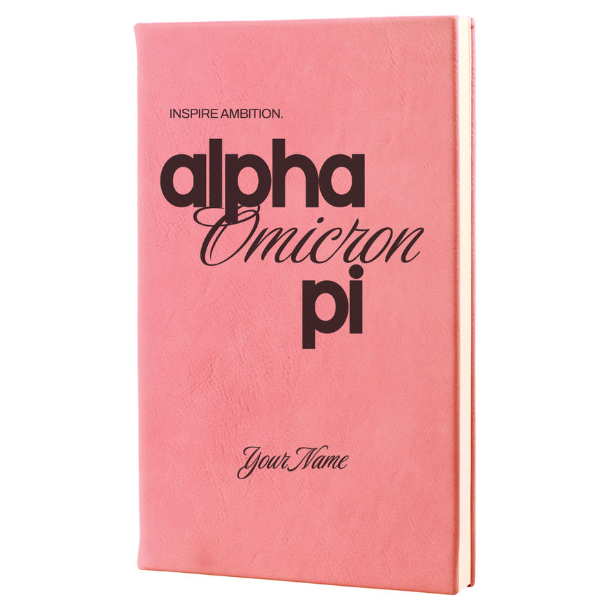 Alpha Omicron Pi Personalized Leatherette Notebook - AOII