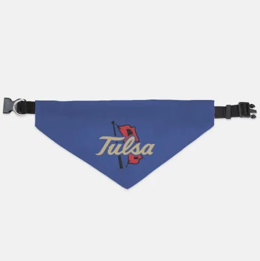 University of Tulsa Collar Pet Bandana - Blue Flag Large Pet Bandanas