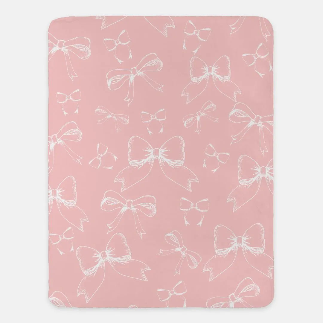 Bows XL 60x80 Sherpa Blanket Pale Pink Classic Throw Blankets