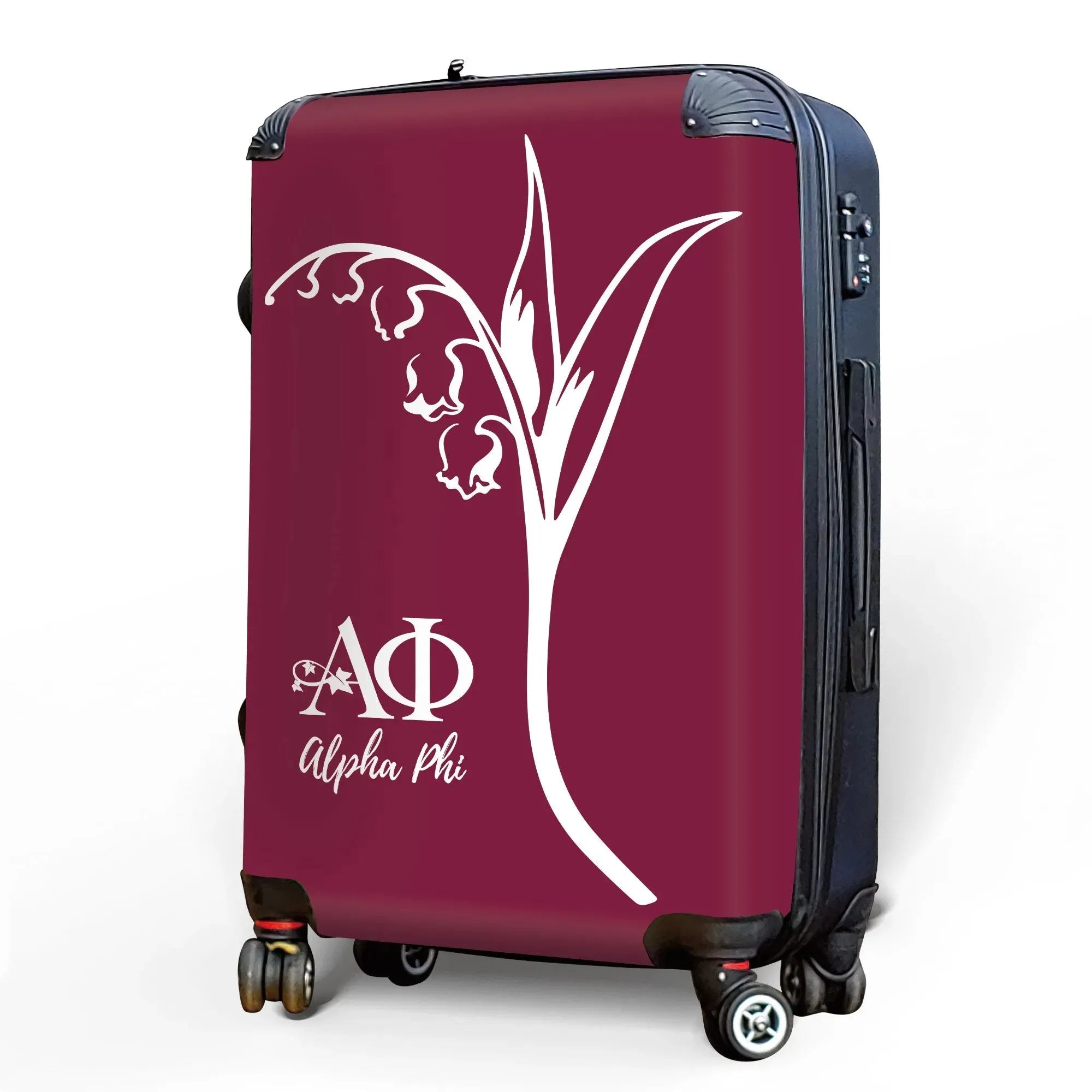 Alpha Phi Carry-on Suitcase - Modern Lily of the Valley Bordeaux Suitcases