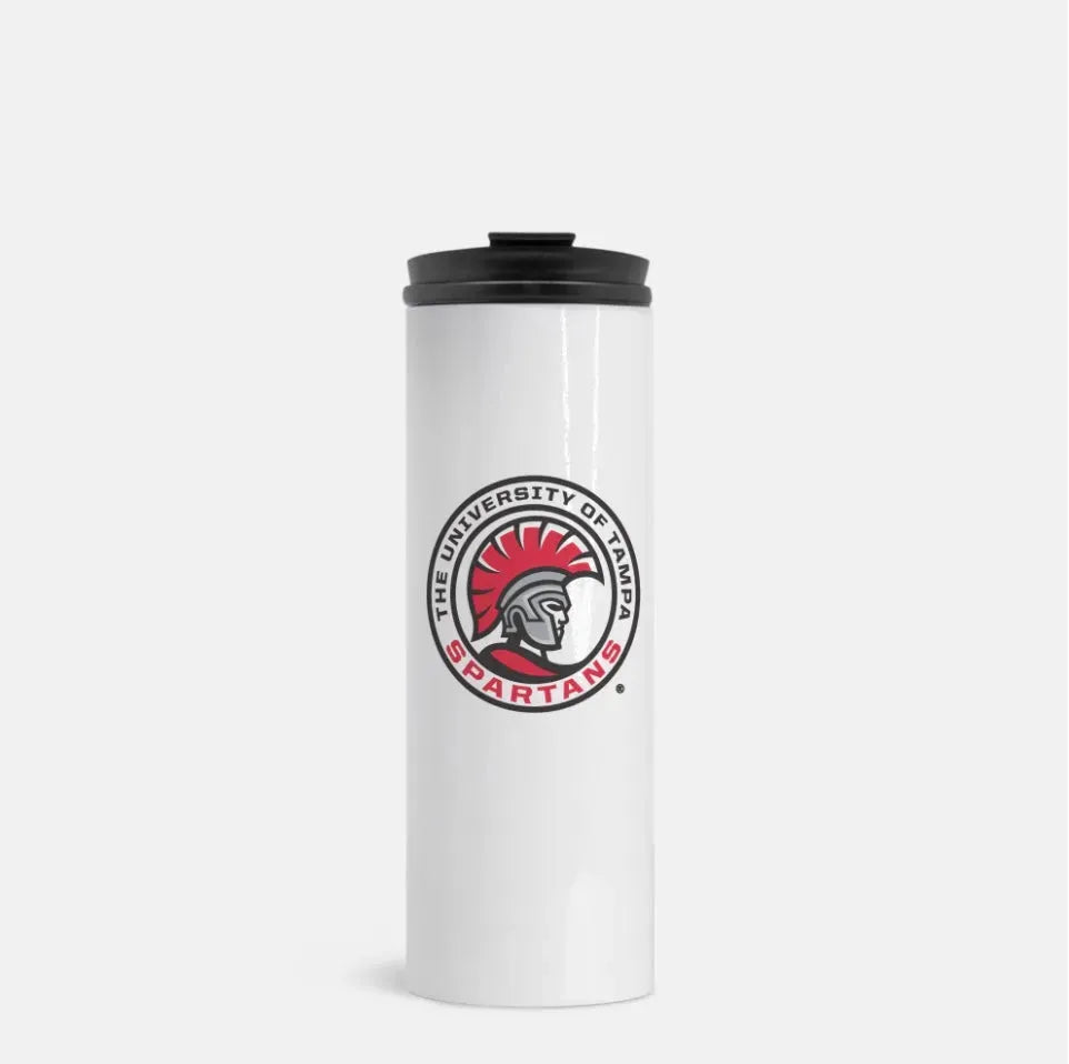 University of Tampa Thermal Tumbler 16 oz. Spartan Seal White Drinkware