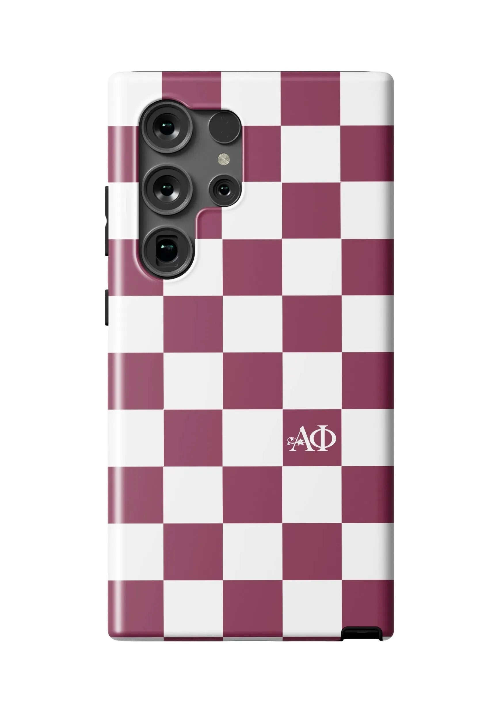 Alpha Phi Samsung Galaxy 24, 23 Mobile Phone Case - Bordeaux Check Matte Mobile Phone Cases