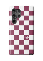 Alpha Phi Samsung Galaxy 24 23 Mobile Phone Case  - Bordeaux Check