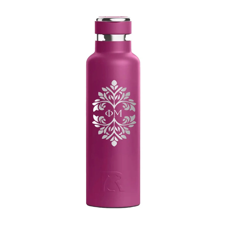 Phi Mu RTIC 20 oz Journey Ceramic Lined Water Bottle Ornamental Frame