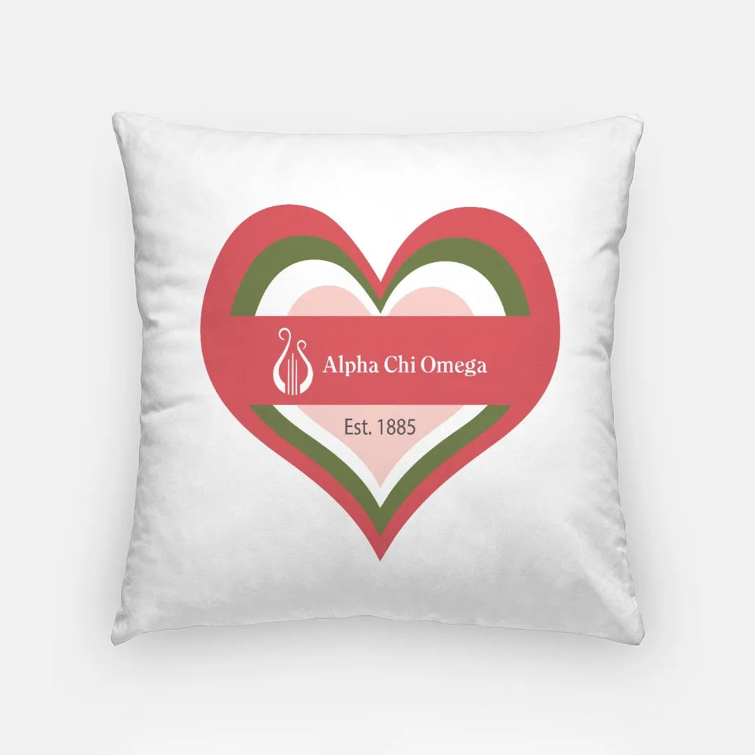 Alpha Chi Omega Pillow Cover - Heart 18" | Custom Big and Little Gifts | Official Merchandise | Festive Fit Home