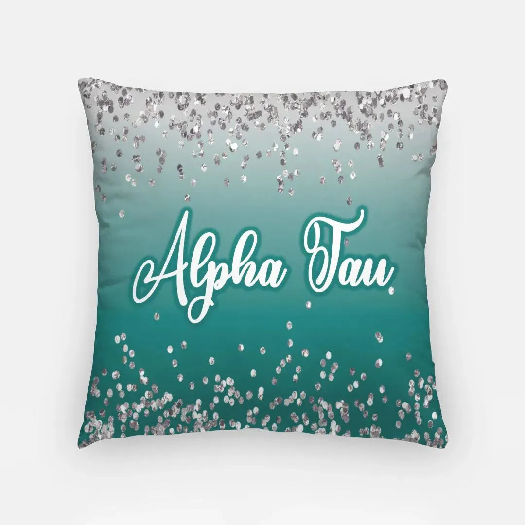 Alpha Tau 18" Throw Pillow Cover - Glitter Pillow Covers