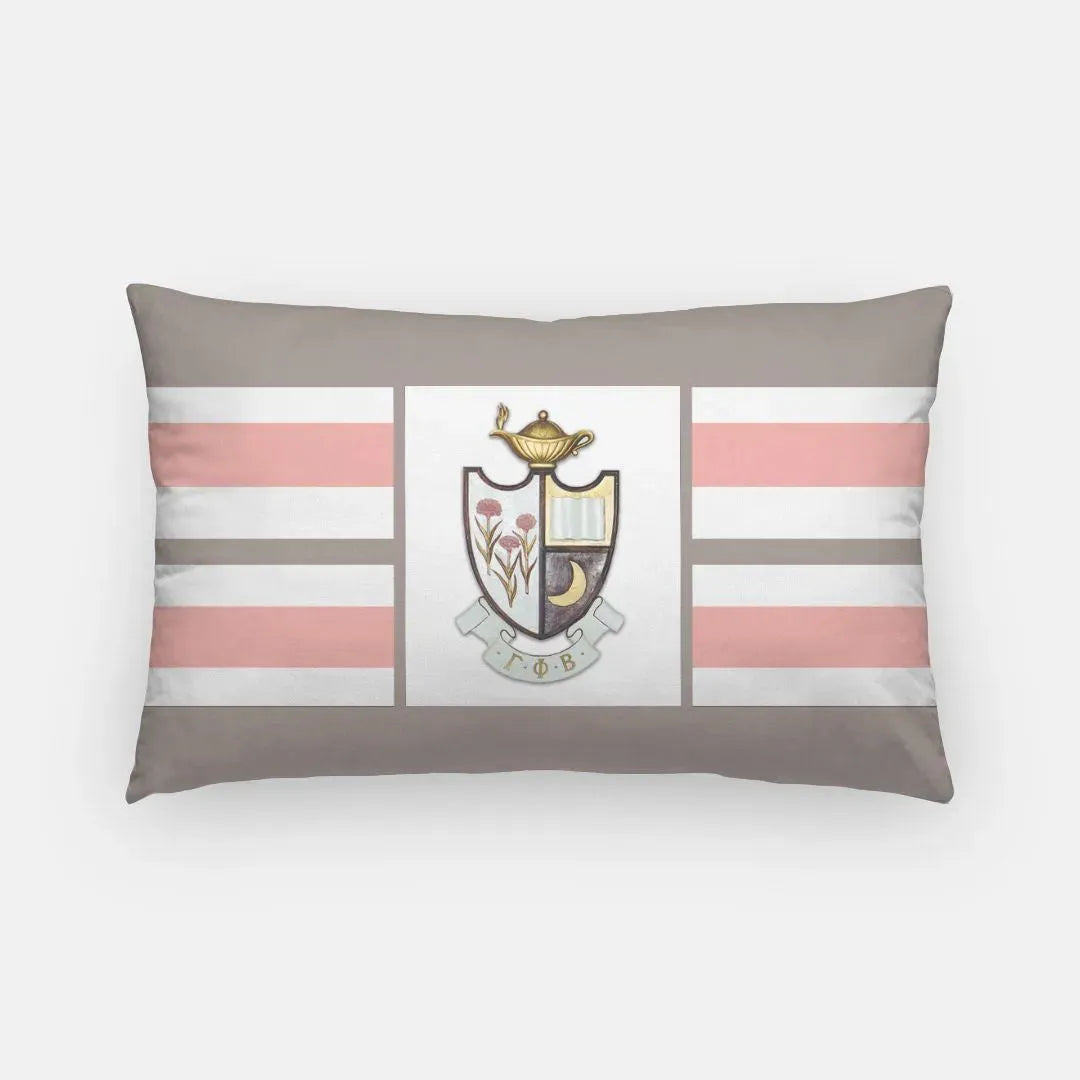Gamma Phi Beta Striped Lumbar Pillow Cover - Crest Pillow Covers