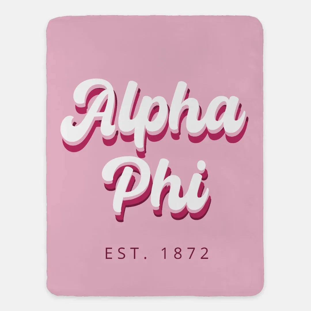 Alpha Phi XL 60x80 Retro Sherpa Blanket Throw Blankets