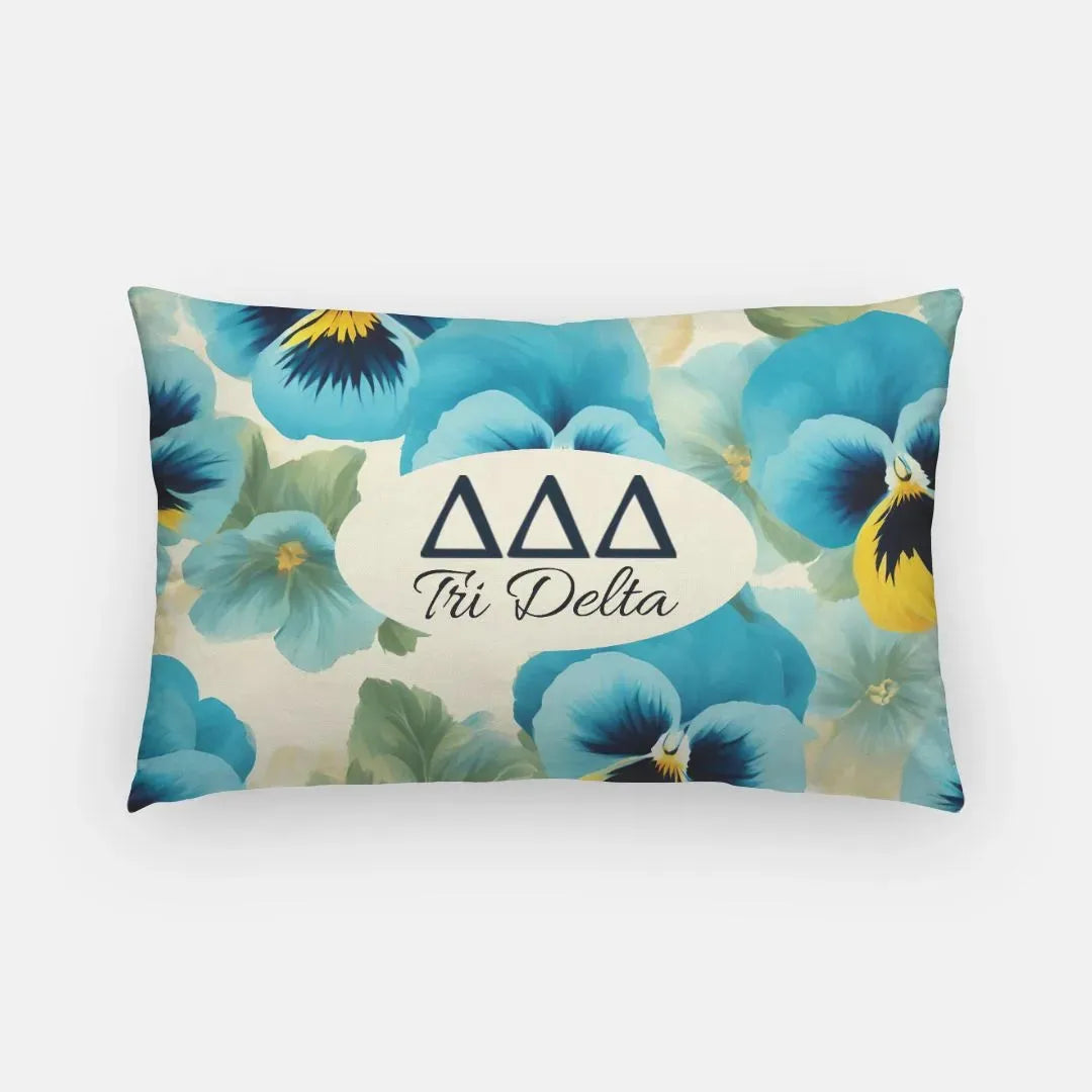 Tri Delta Lumbar Throw Pillow Cover - Bold Pansies Pillow Covers