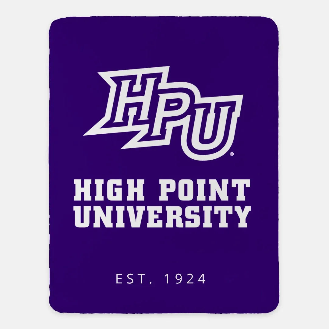 High Point University Sherpa Blanket - Large HPU Logo - 60"x80" | Official Merchandise | Gifts and Decor