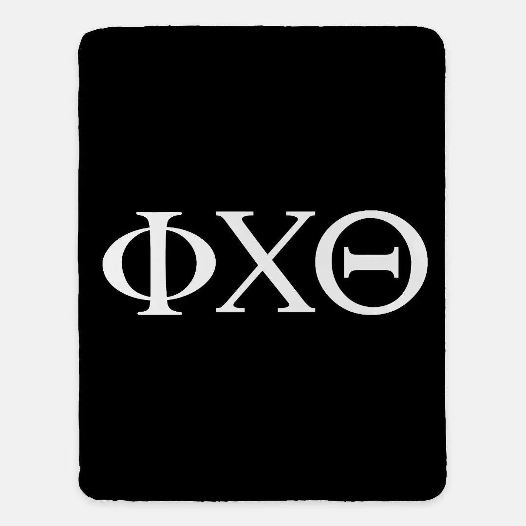 Phi Chi Theta XL 60x80 Sherpa Blanket - Black Throw Blankets