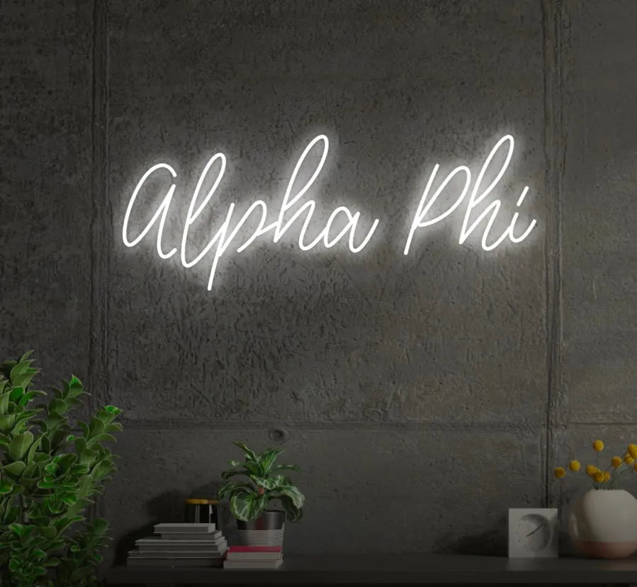 Alpha Phi LED Script Neon Sign | Dorm Decor | APhi Party Sign Gifts