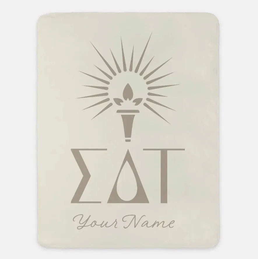Sigma Delta Tau Personalized XL 60x80 Sherpa Throw Blanket Cream Throw Blankets