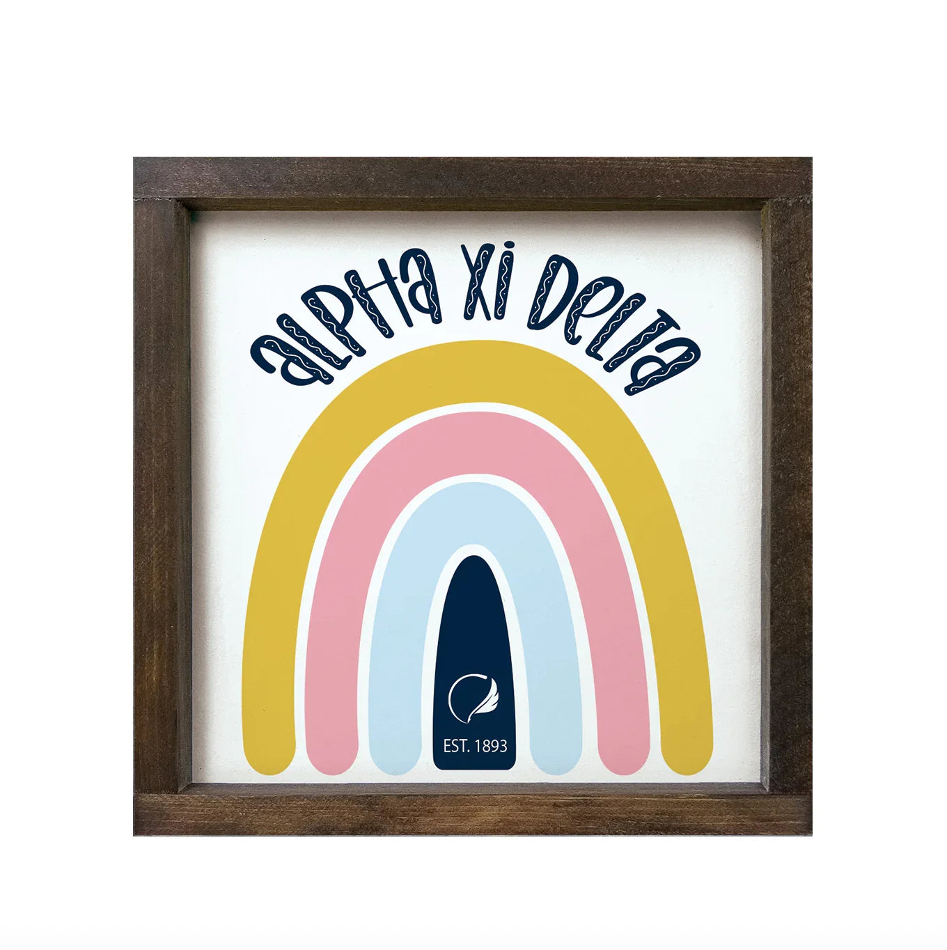 Alpha Xi Delta 12x12 Wood Framed Sign - Rainbow | AXiD