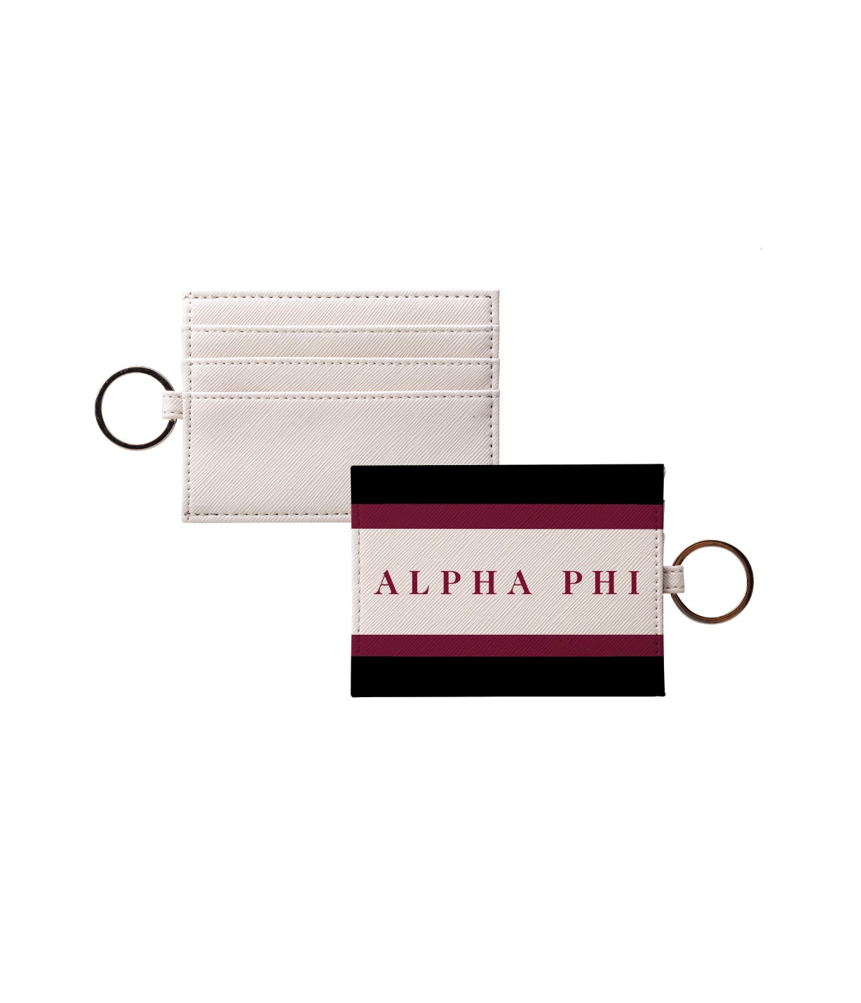 Alpha Phi Vegan Saffiano Leather Keychain Card Holder - Stripes