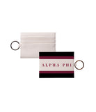 Alpha Phi Vegan Saffiano Leather Keychain Card Holder - Stripes