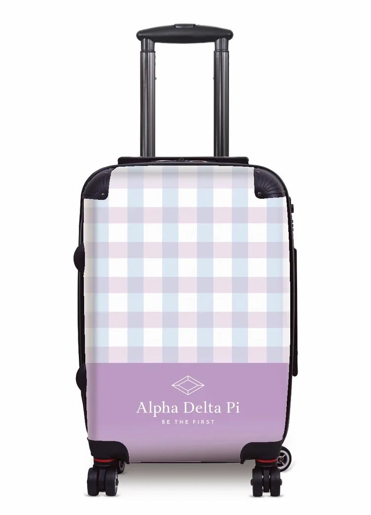 Alpha Delta Pi Carry-on Luggage - Gingham Violet Suitcases