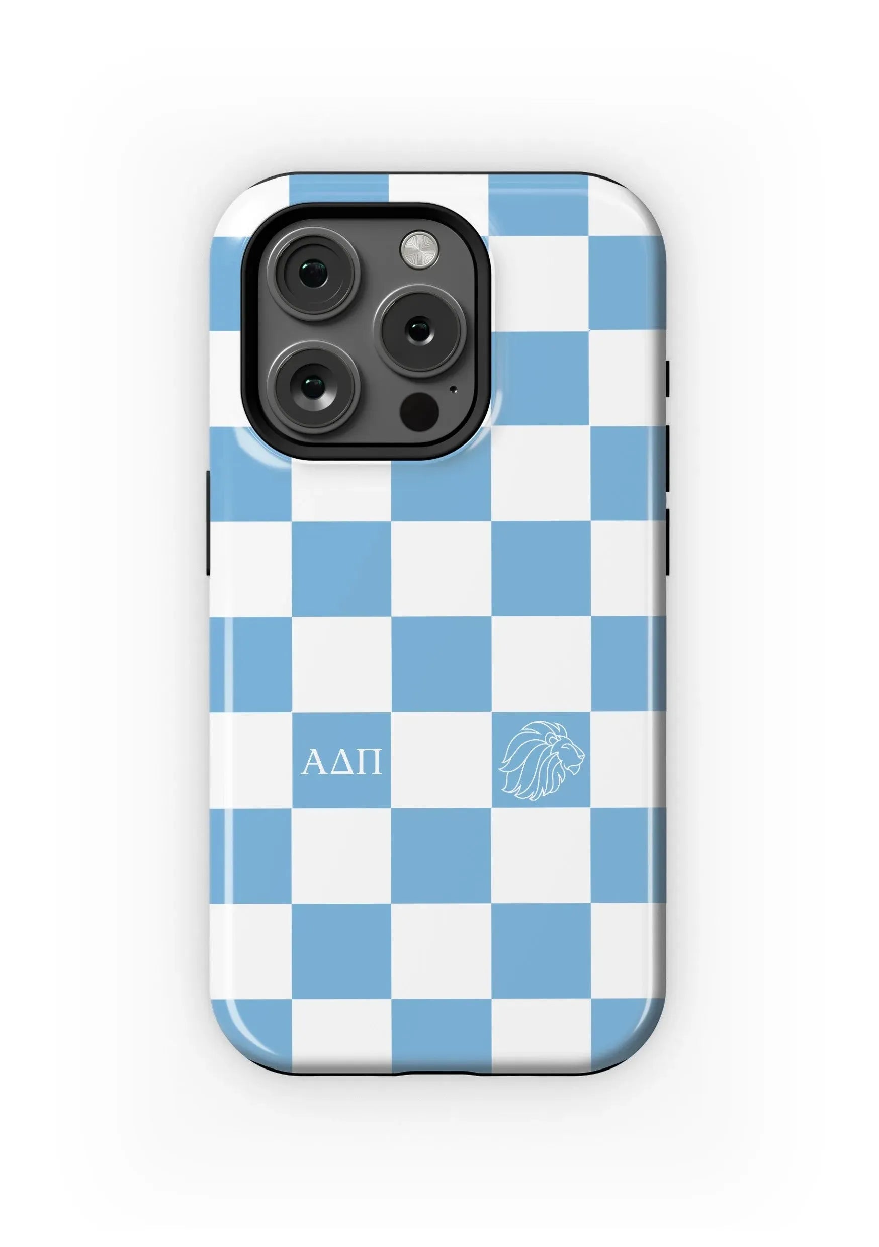Alpha Delta Pi iPhone 16, 15, 14 Mobile Phone Case - Adelphean Blue Check Gloss Mobile Phone Cases