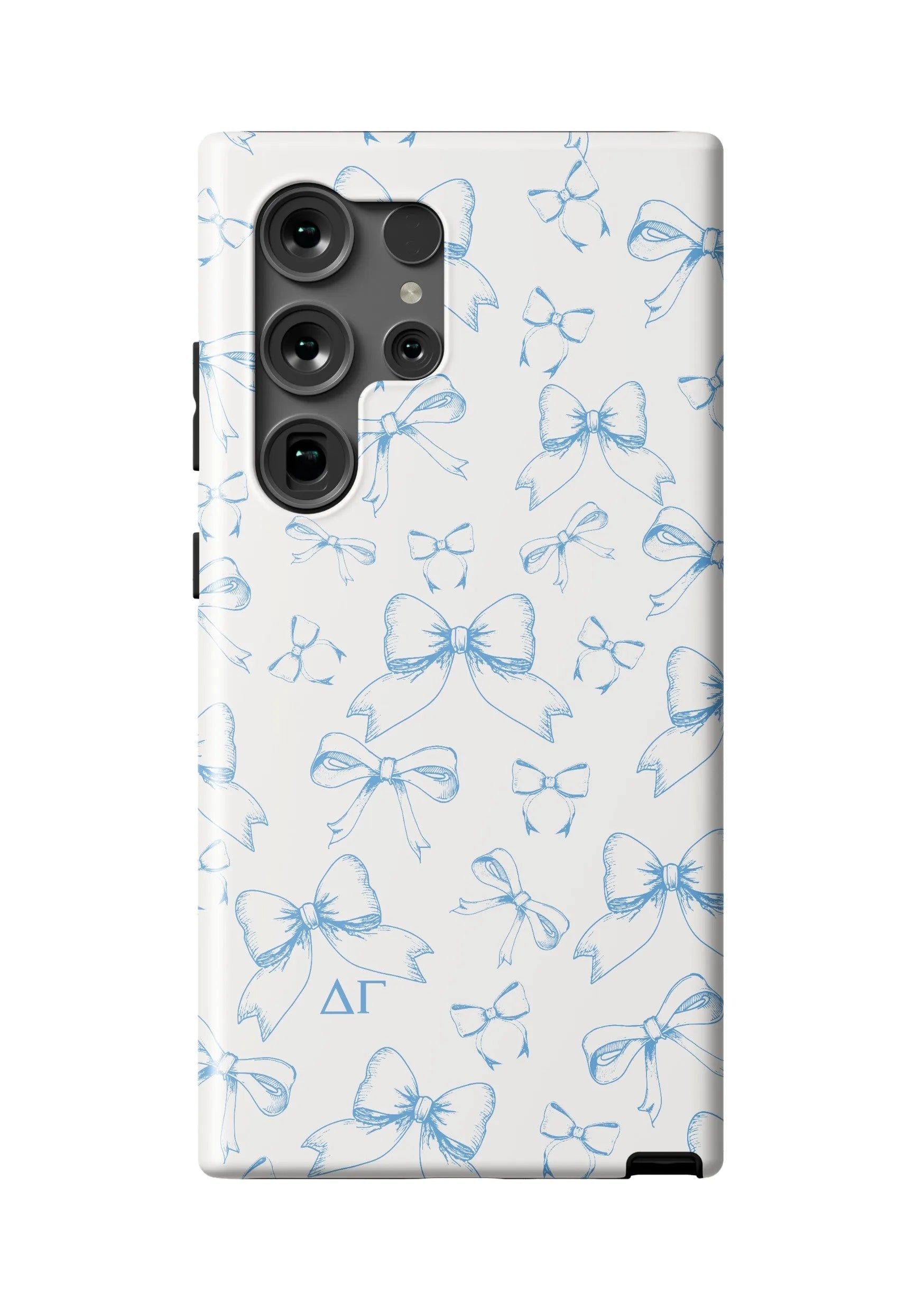Delta Gamma Samsung Galaxy 24, 23 Mobile Phone Case - Blue Bows Matte Mobile Phone Cases