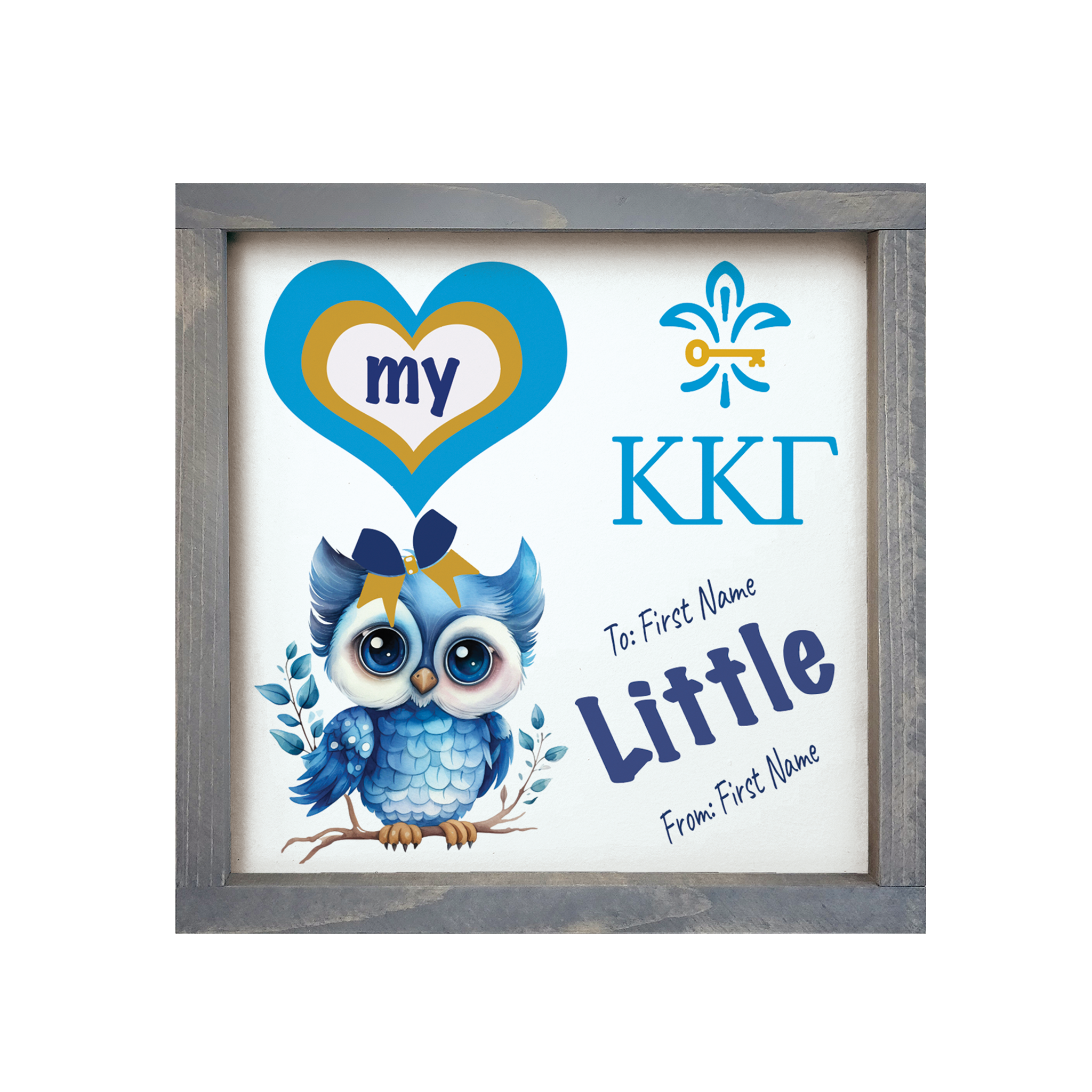 Personalized Kappa 12x12 Love My Big Little Wood Framed Sign