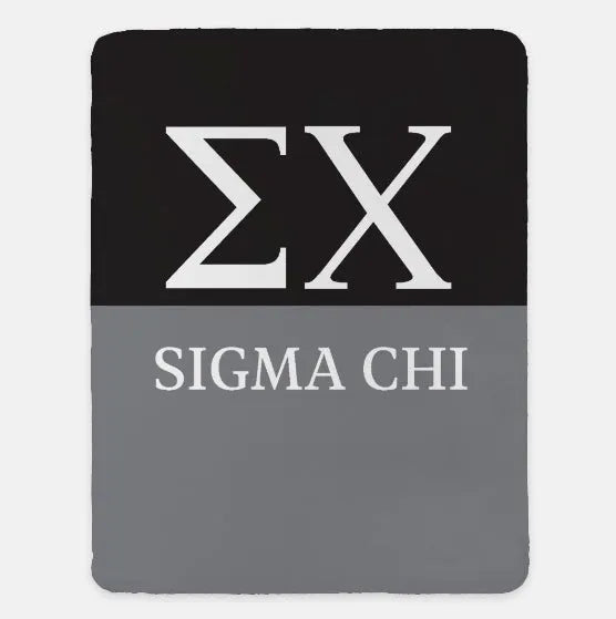 Sigma Chi XL 60x80 Blanket - Color Block Black Gray Throw Blankets