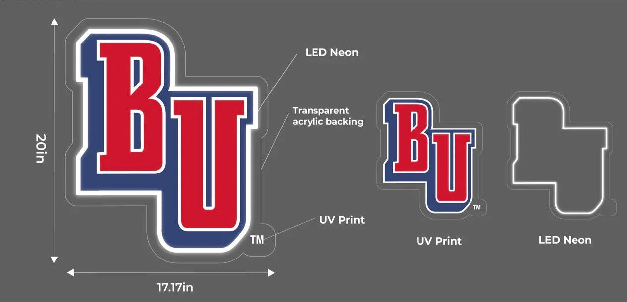 Belmont University LED UV Print Neon Sign w/ Dimmer - BU - 20" Neon Signs
