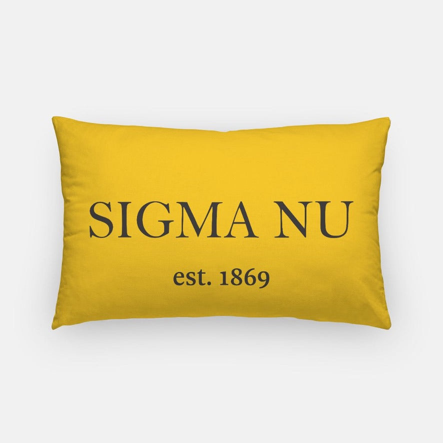 Sigma Nu Lumbar Pillow Cover - Traditional 1869 Gold Black Pillow Covers