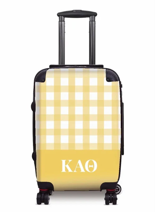 Kappa Alpha Theta Carry-on Suitcase - Gingham Gold Suitcases