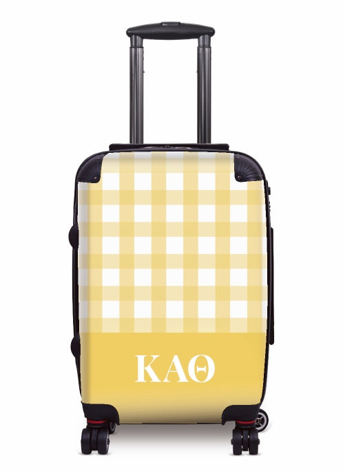 Kappa Alpha Theta Carry-on Suitcase - Gingham Gold Suitcases