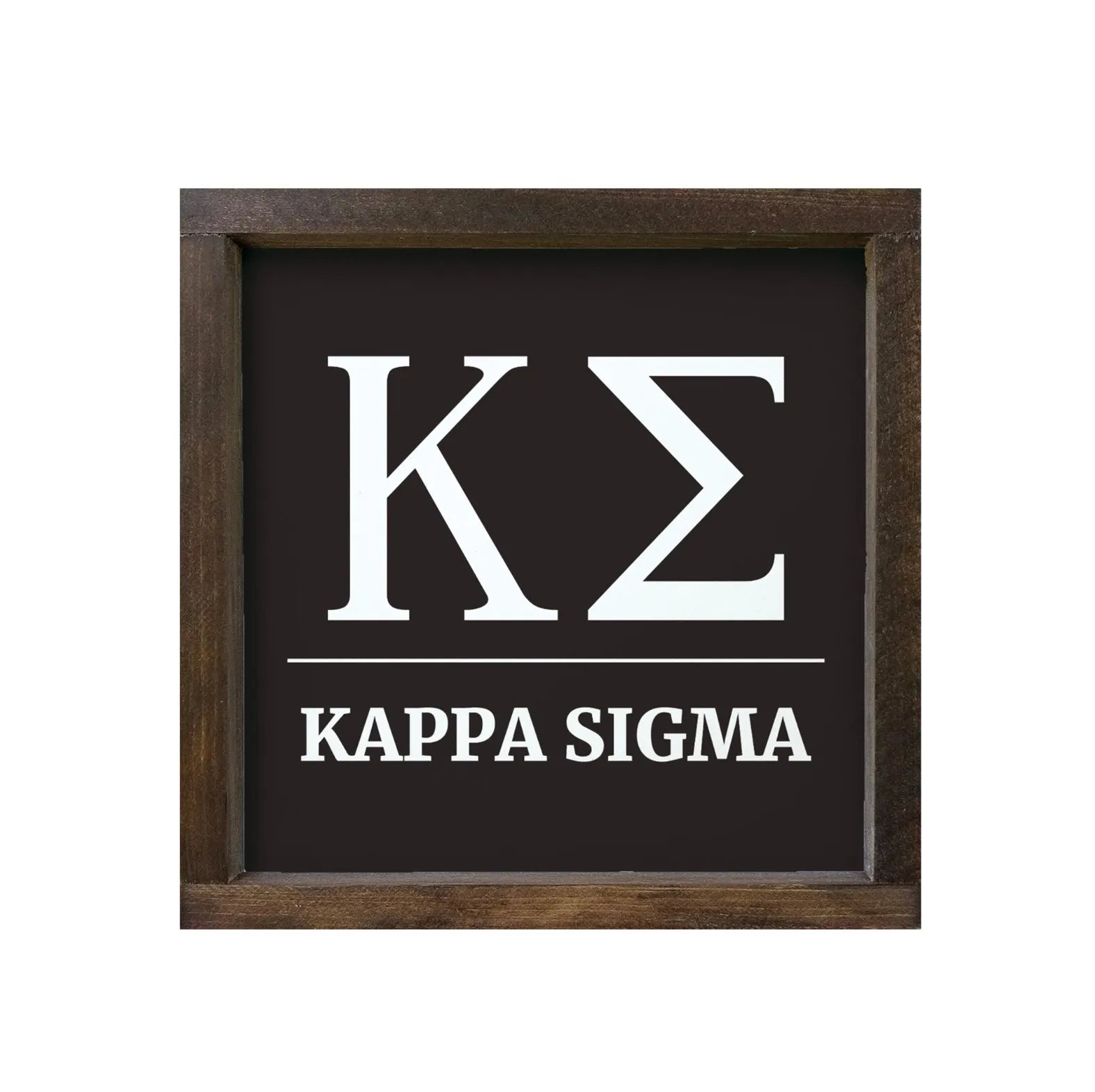 Kappa Sigma 12x12 Wood Framed Sign - Greek Letters Black Walnut Stain Wall Art & Signs