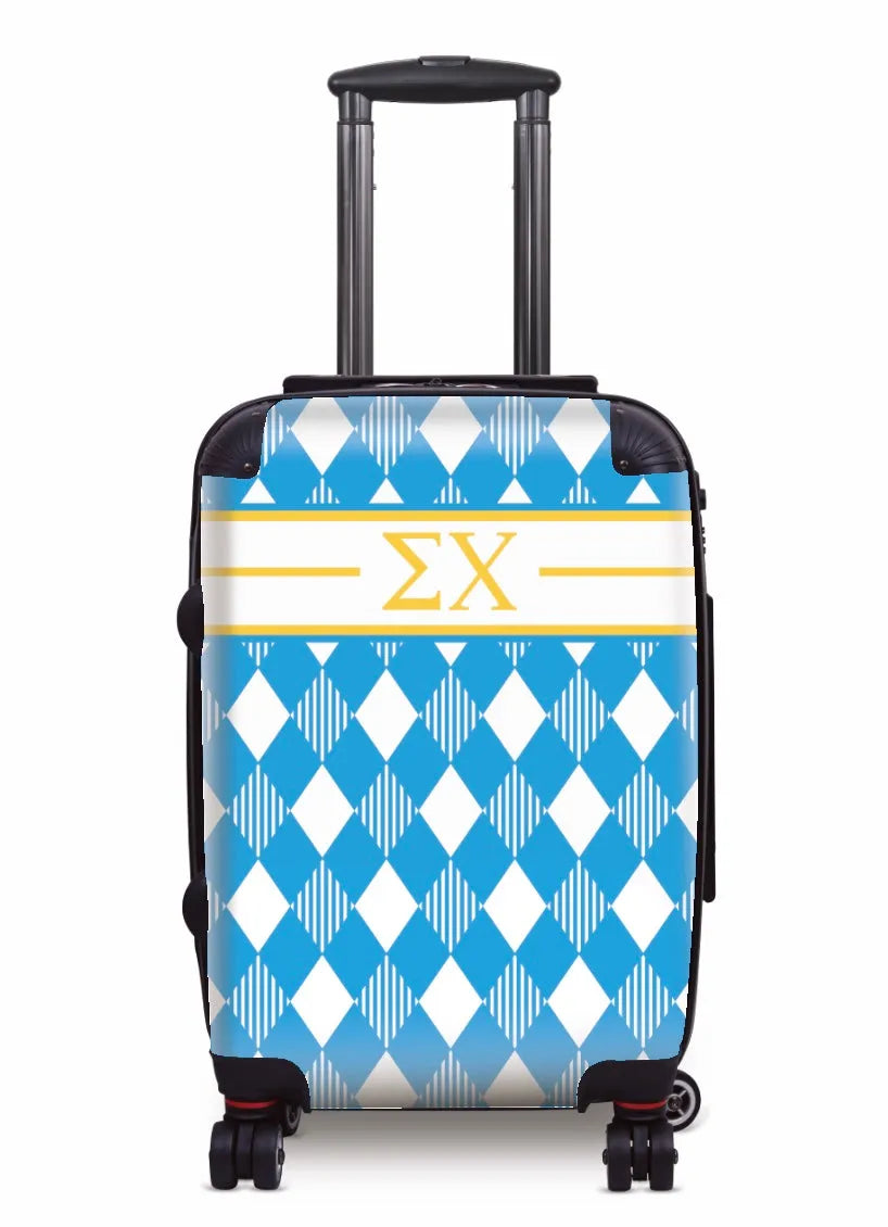 Sigma Chi Carry-On Suitcase - Argyle Blue Suitcases