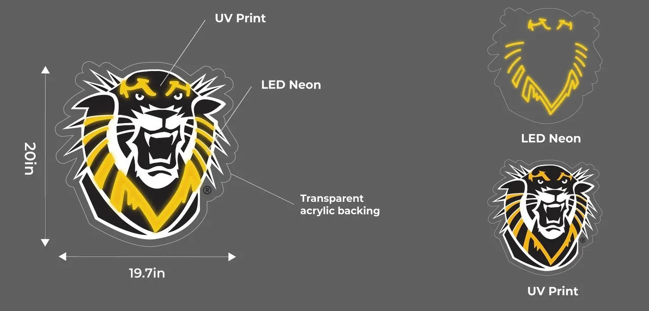 Fort Hays State University LED UV Print Neon Sign w/ Dimmer- 20" Neon Signs