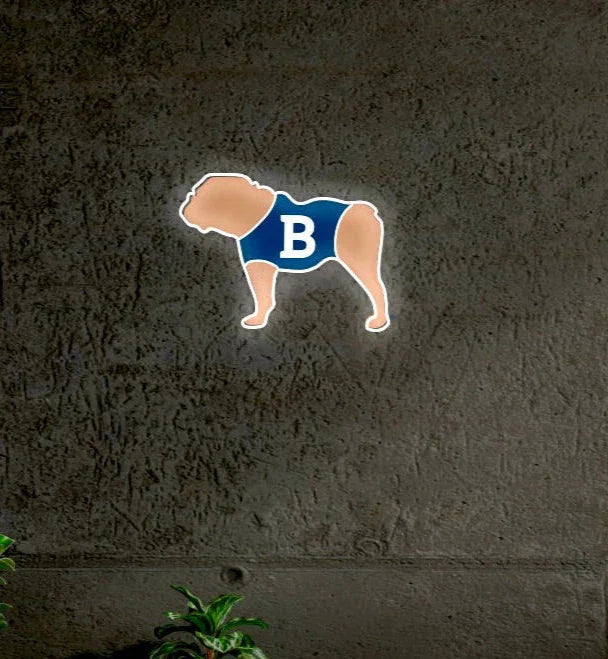Butler University LED UV Print Neon Sign w/ Dimmer - B Bulldog - 20" Neon Signs