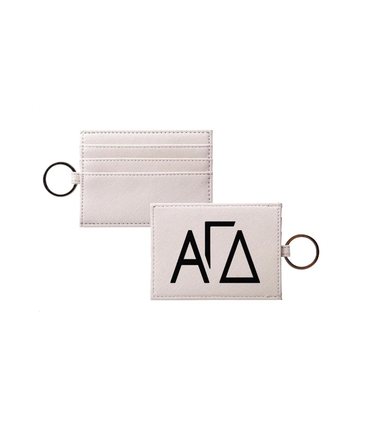 Alpha Gamma Delta Vegan Saffiano Leather Keychain Card Holder Travel Wallet