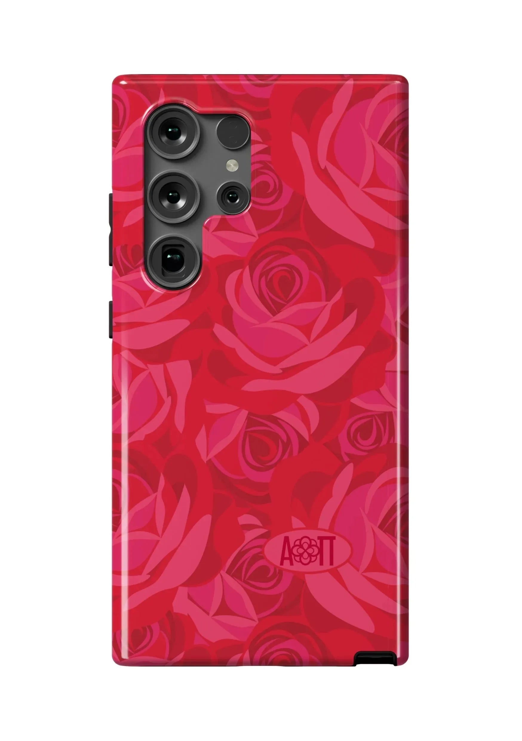 Alpha Omicron Pi Samsung Galaxy 24, 23 Mobile Phone Case - Rose Pattern Gloss Mobile Phone Cases