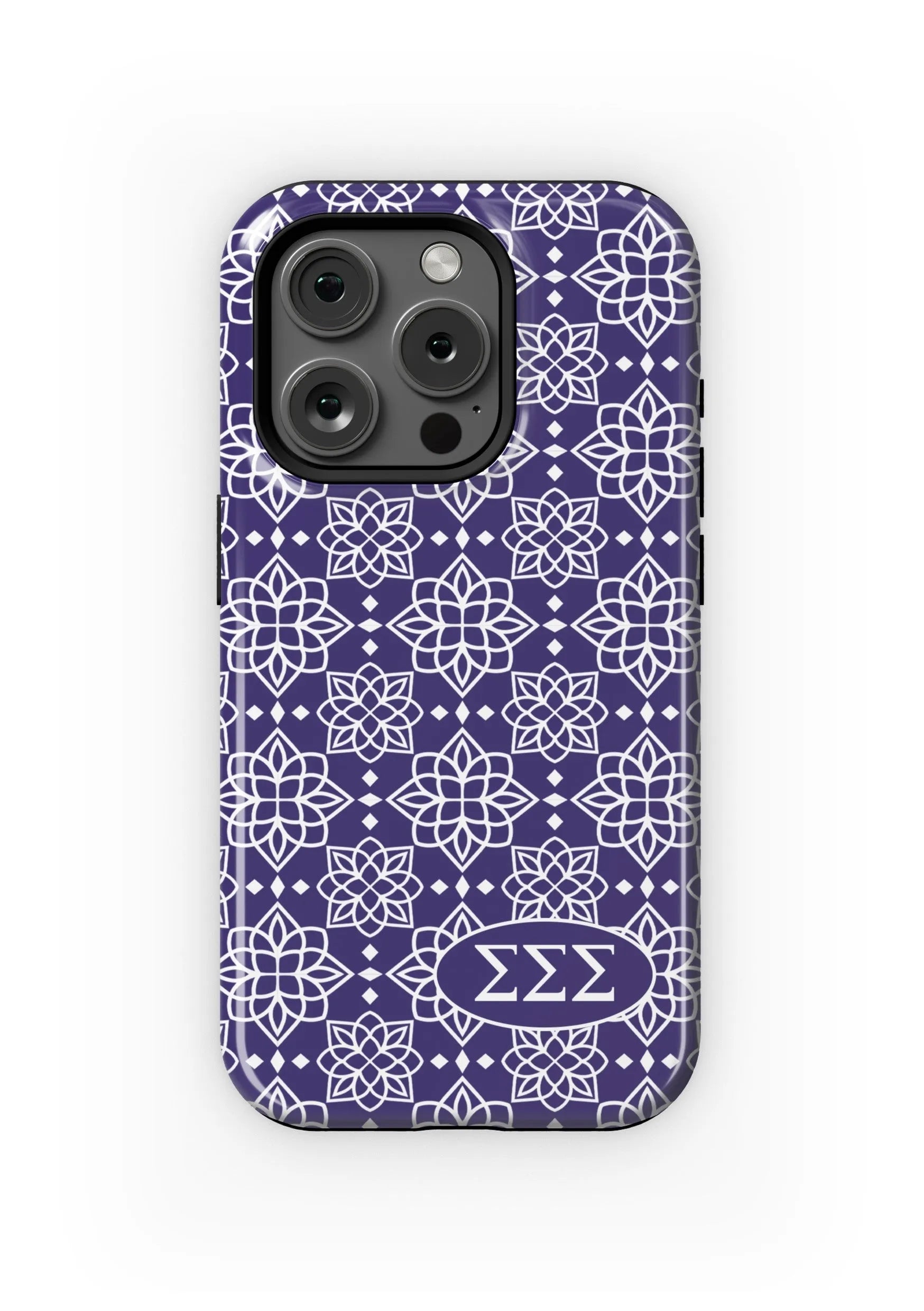 Tri Sigma iPhone 16, 15, 14 Mobile Phone Case Ornate Royal Purple Gloss Mobile Phone Cases