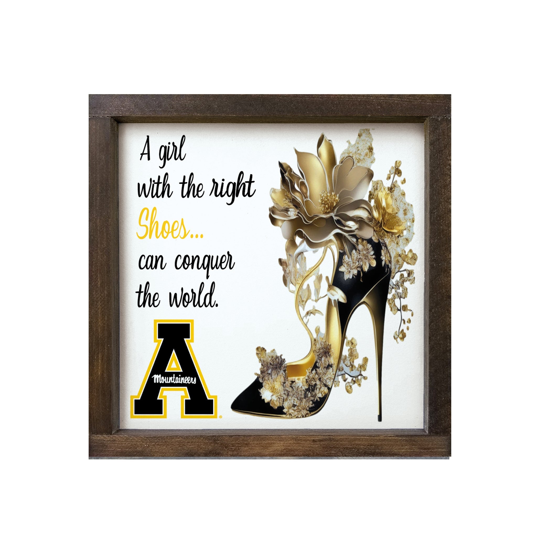 Appalachian State University 12x12 Wood Framed Sign - The Right Shoes