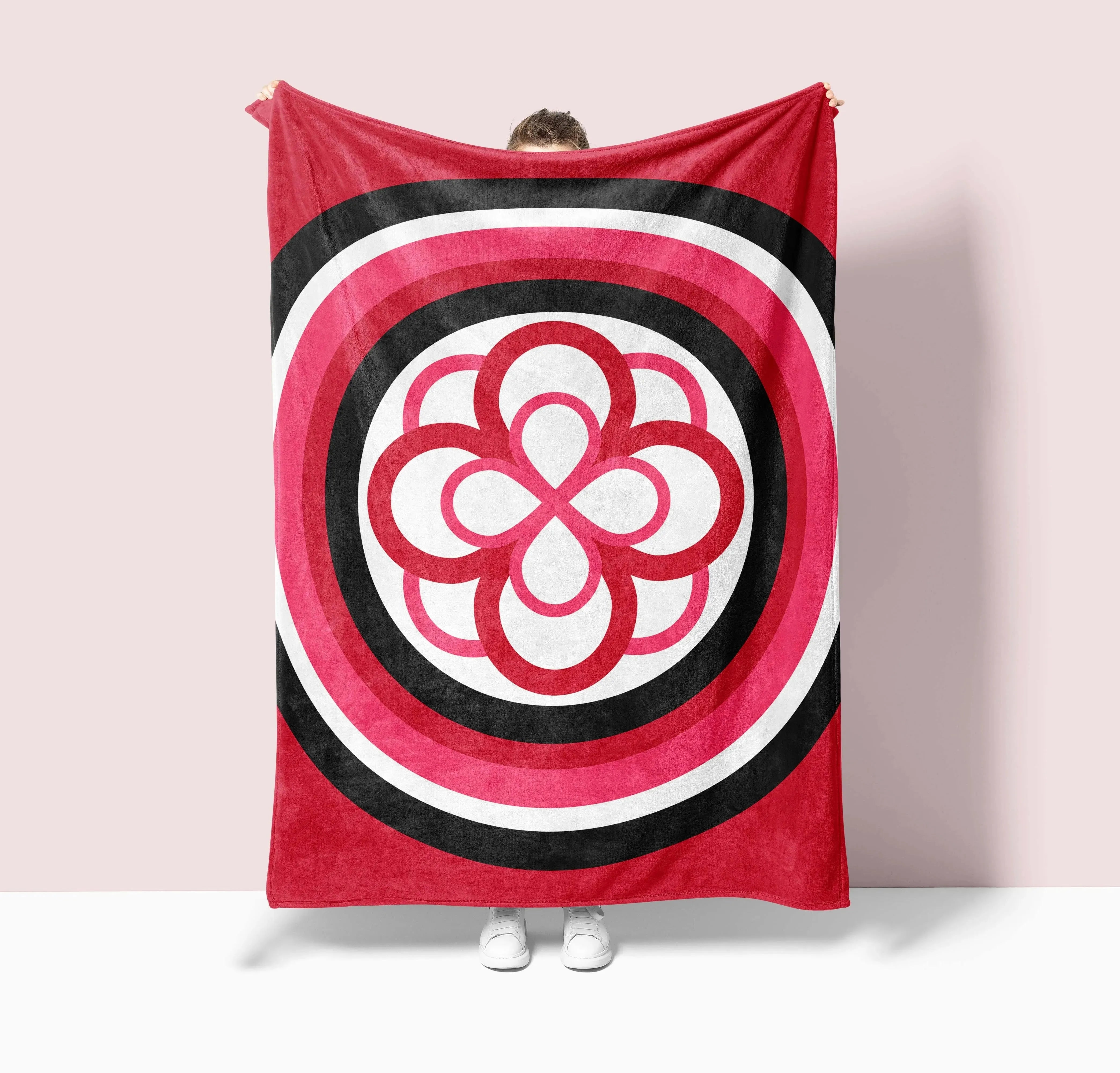 Alpha Omicron Pi XL 60x80 Sherpa Throw Blanket - Bullseye Throw Blankets