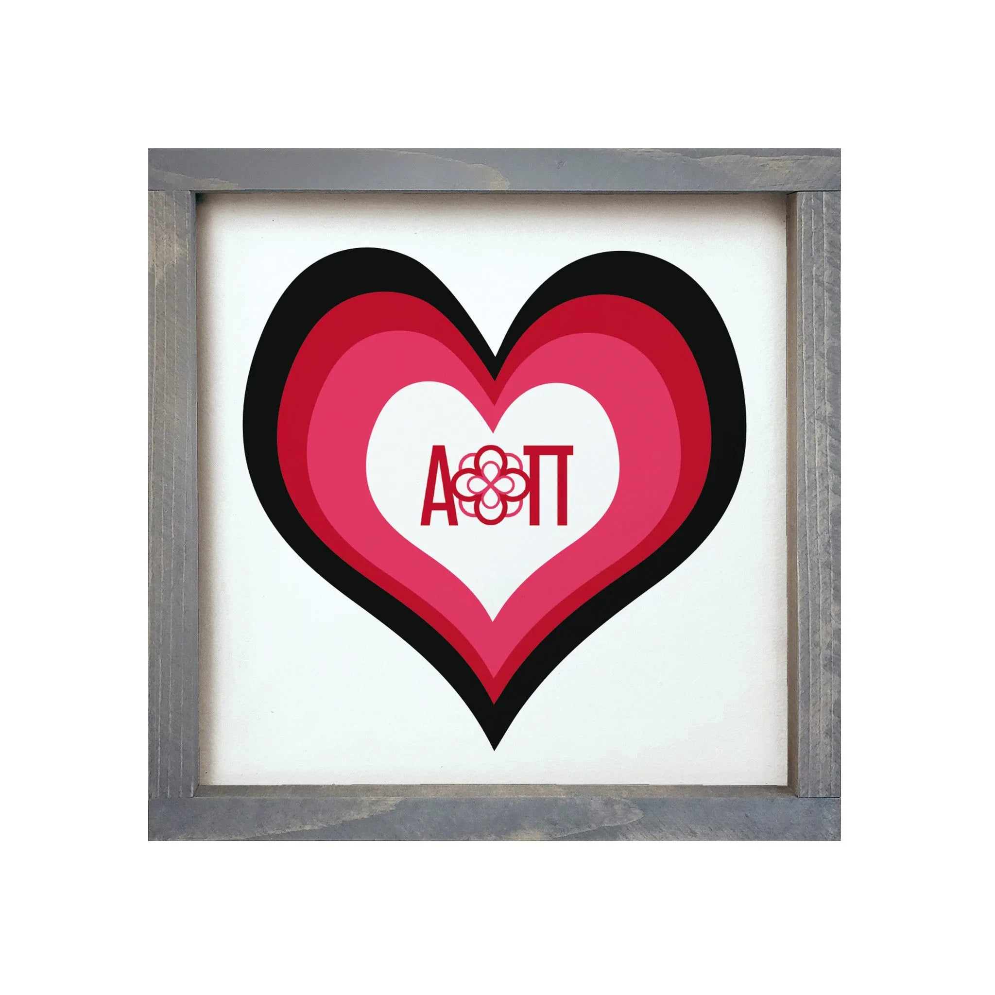 Alpha Omicron Pi Sign - Layered Heart - 12"x12" | Gift Shop | AOII | Official Merchandise | Festive Fit Home